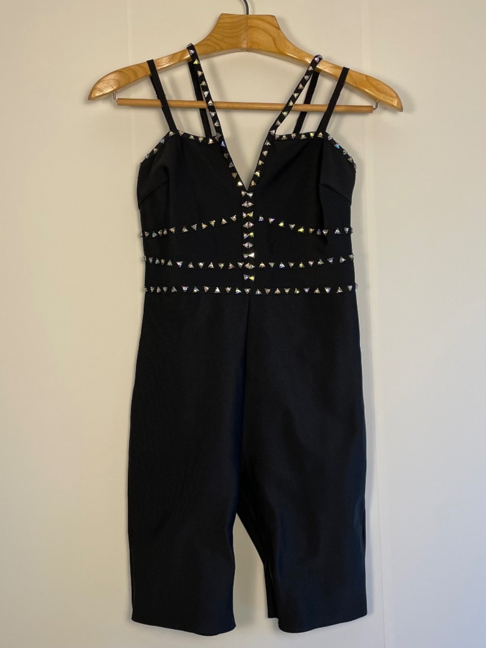 WOW Couture Studded Black Biker Short Romper L Halloween Festival Clubwear